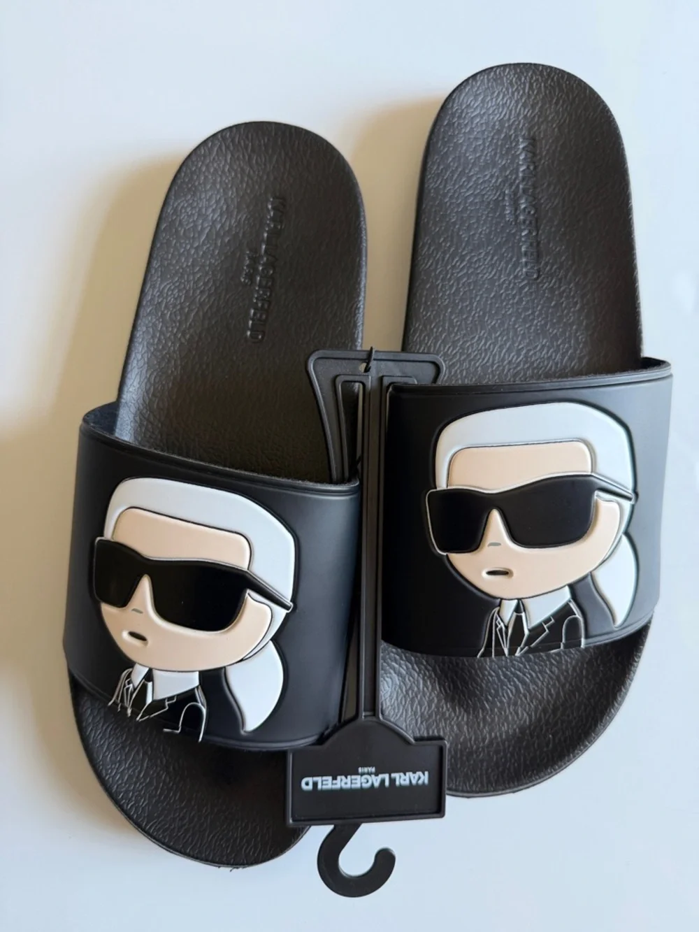 Karl Lagerfeld Black Slides with Karl Character Graphic